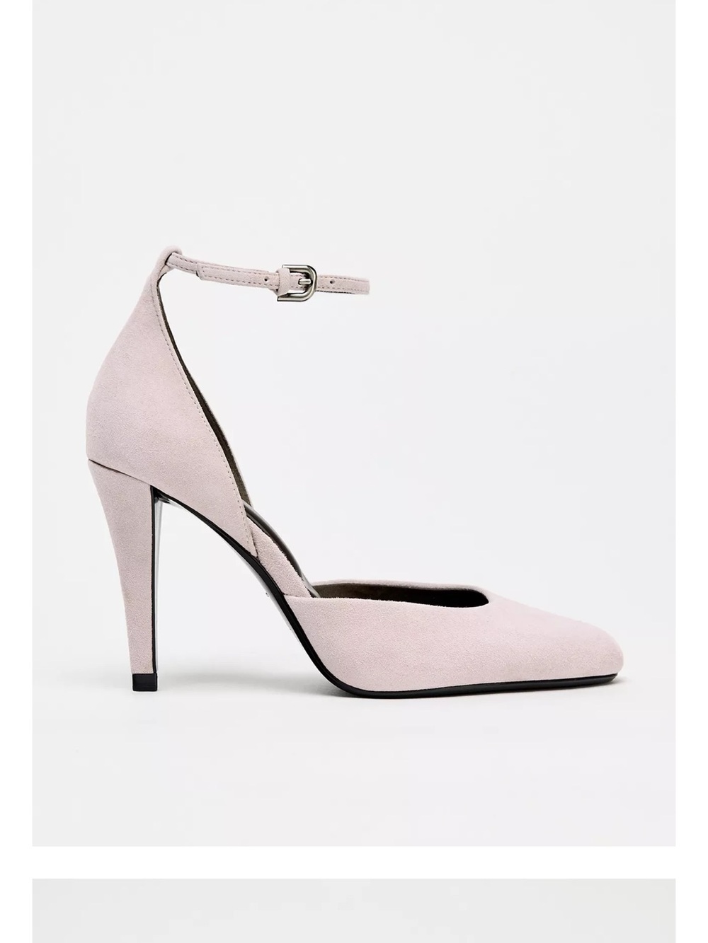 ZARA Pink Suede Ankle-Strap Pointed Toe Heels